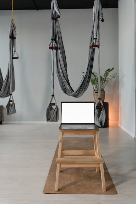 People doing stretching exercises in modern office environment